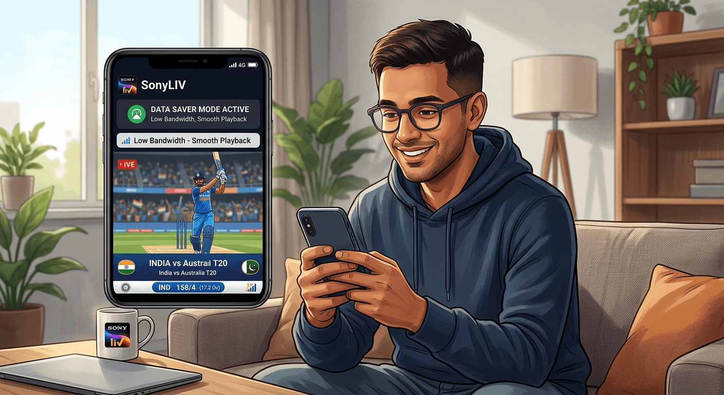 SonyLIV data saver mode for slow internet cricket streaming