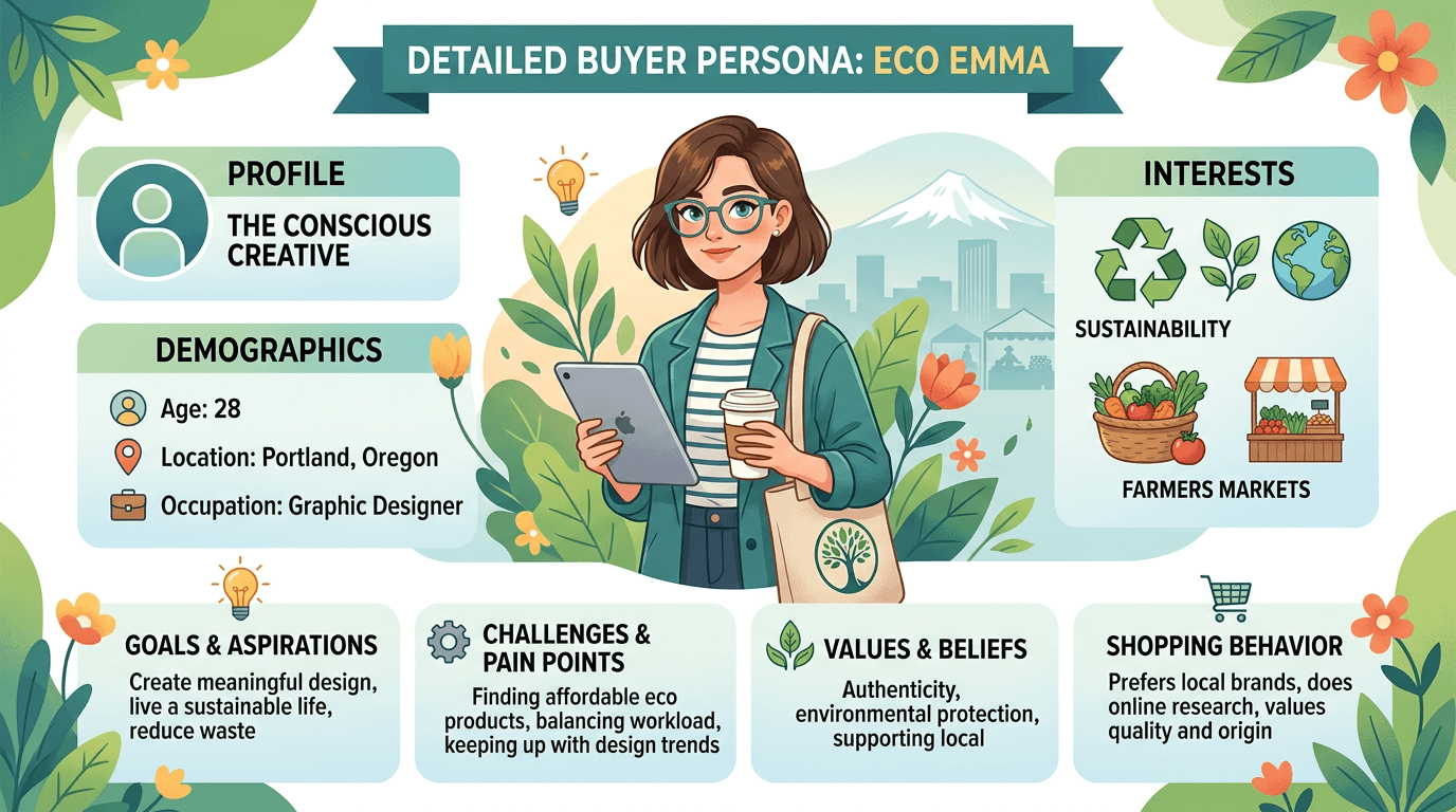 Buyer persona template example for social media targeting
