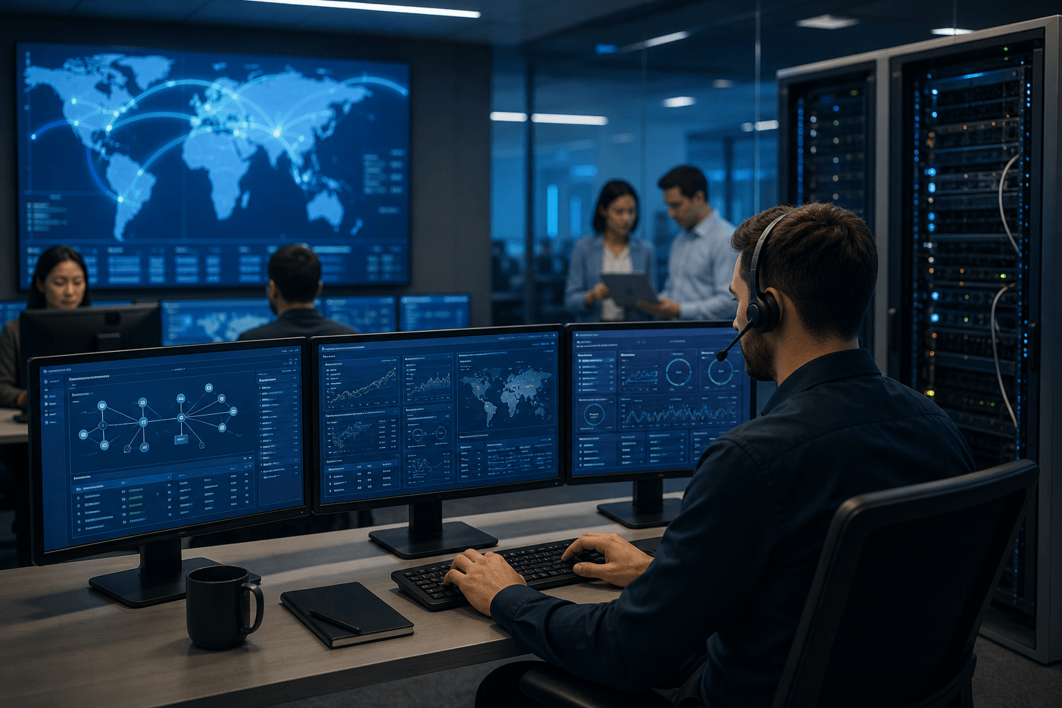 Best managed network solutions for outsourcing IT operations — NOC dashboard and network infrastructure