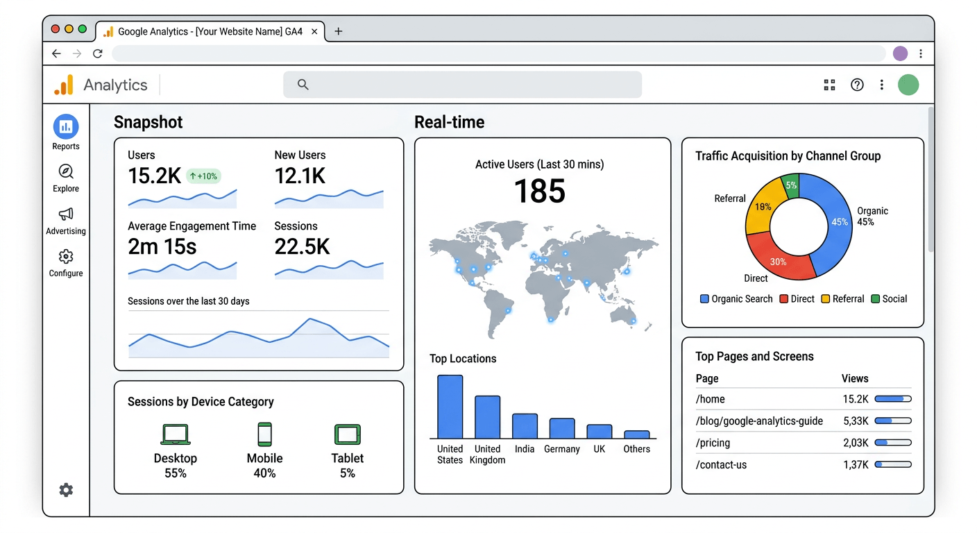 different ways to check website traffic reports and live analytics